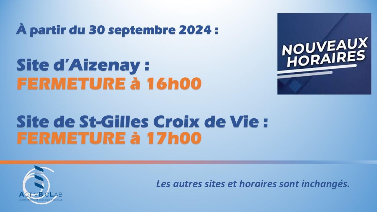 Horaires st gilles aizenay 30 09 24